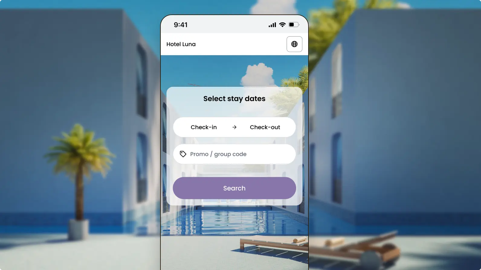 Website preview with booking dates